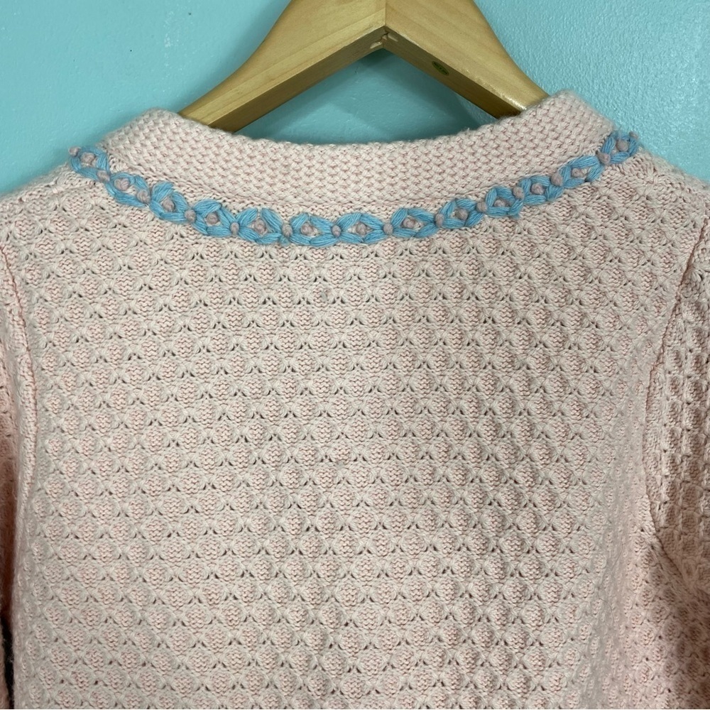 Loveshackfancy Naj Cardigan Sz XS Embroidery Floral Embroidered Pink - Picture 7 of 7